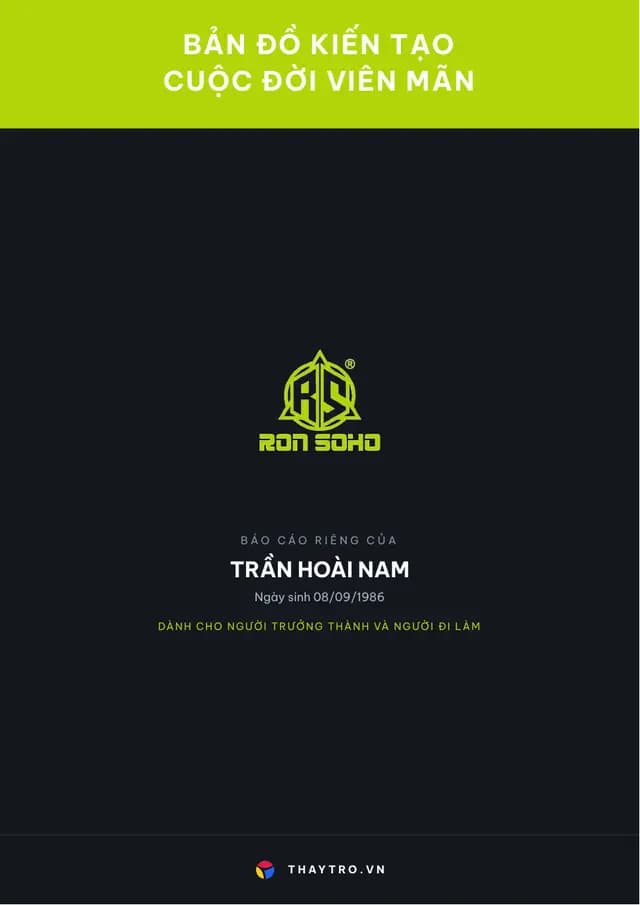 Bìa cuốn báo cáo RON SOHO cho Người đi làm & Đã có gia đình